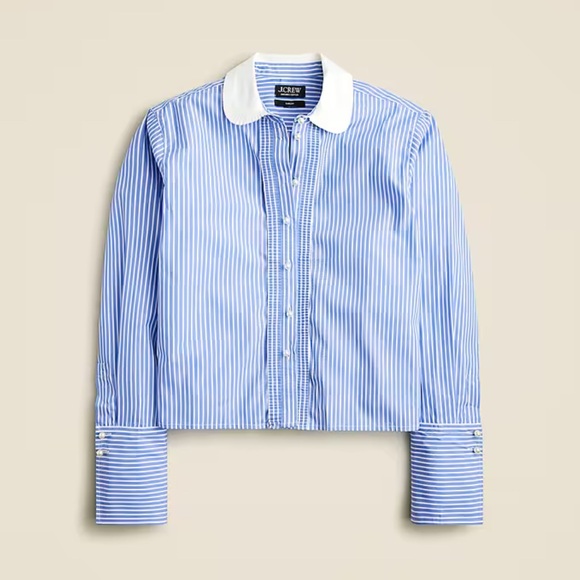 J crew Slight Cropped garçon shirt with pearl buttons in stripe Size 6 NWT - Picture 3 of 10
